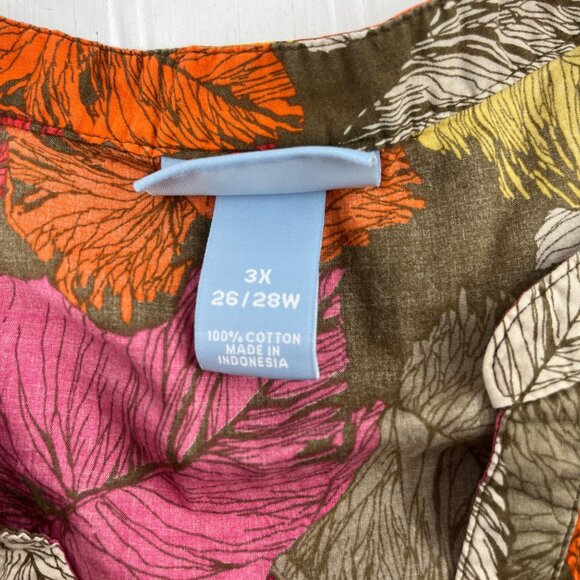 Liz & Me Womens Plus Size Sleeveless Blouse 3X 26/28W Multicolor Leaf Print - Picture 3 of 5